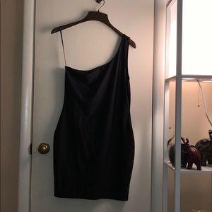Black nylon asymmetric dress